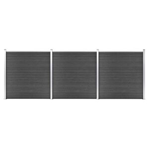 vidaXL Ensemble de panneau de cl&ocirc;ture WPC 526x186 cm Noir