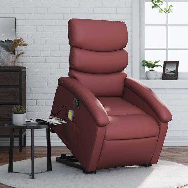 vidaXL Fauteuil inclinable de massage &eacute;lectrique rouge bordeaux