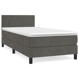 vidaXL Sommier &agrave; lattes de lit et matelas Gris fonc&eacute; 80x200 cm Velours