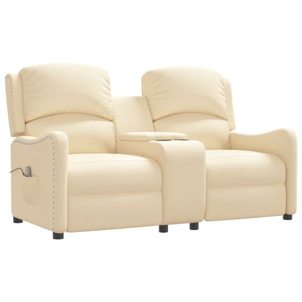 vidaXL Fauteuil de massage inclinable et porte-gobelets 2 places crème