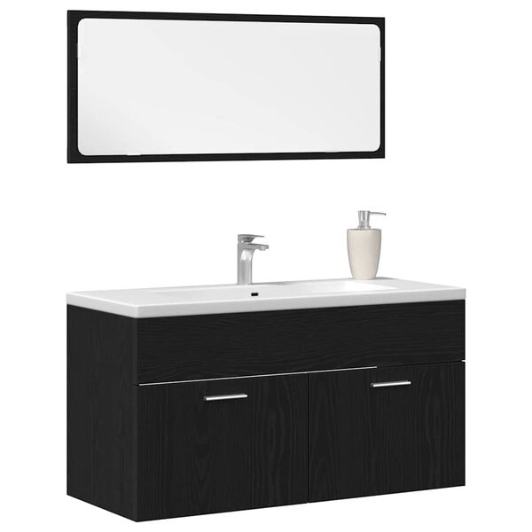 vidaXL Ensemble de mobilier de salle de bain 2 pcs Ch&ecirc;ne noir