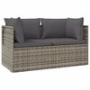 vidaXL Canap&eacute; de jardin 2 places avec coussins Gris R&eacute;sine tress&eacute;e