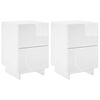vidaXL Table de chevet 2 pi&egrave;ces Blanc brillant 33,5 x 34,5 x 50 cm