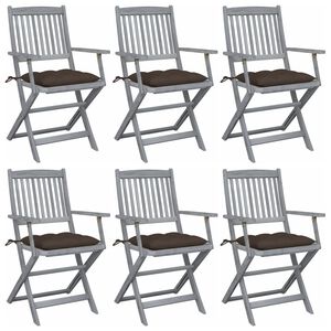 vidaXL Chaises pliables d'ext&eacute;rieur lot de 6 et coussins Bois d'acacia