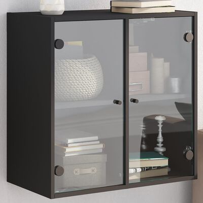 vidaXL Armoire murale avec portes en verre noir 68x37x68,5 cm