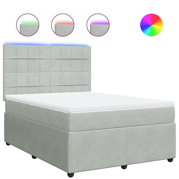 vidaXL Sommier &agrave; lattes de lit et matelas Gris clair 140x200cm Velours