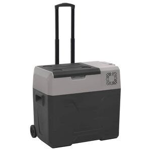 vidaXL Glaci&egrave;re avec roue et poign&eacute;e noir et gris 40 L polypropyl&egrave;ne