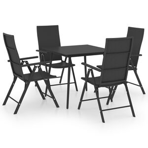vidaXL Ensemble &agrave; manger de jardin 5 pcs noir