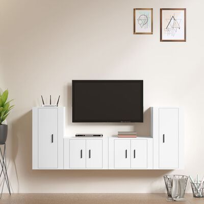 vidaXL Ensemble de meubles TV 4 pcs Blanc Bois d'ingénierie