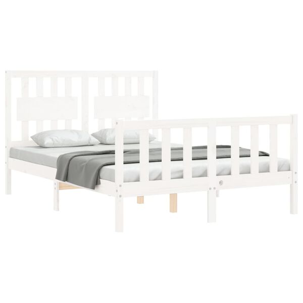 vidaXL Cadre de lit sans matelas blanc 140x200 cm bois de pin massif
