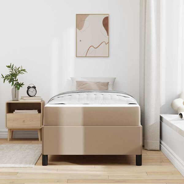 vidaXL Cadre de lit avec matelas Cappuccino 100 x 200 cm tissu