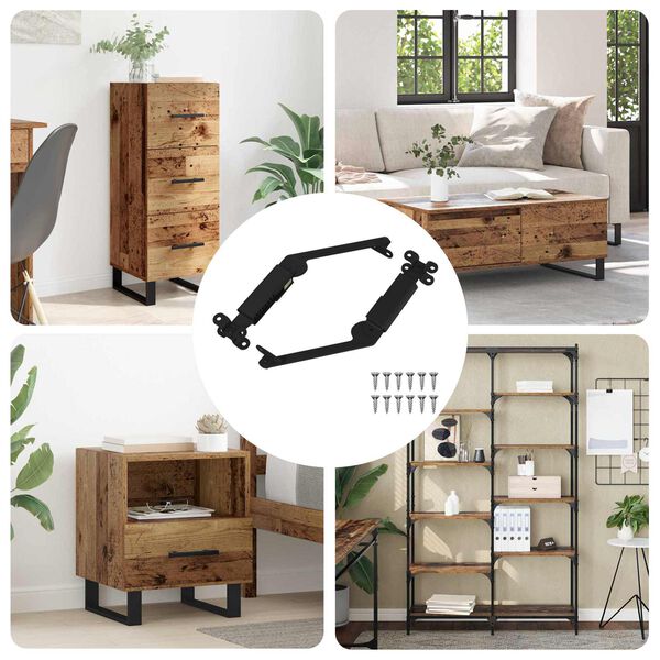 vidaXL Charni&egrave;re de support de couvercle 2 pcs Noir 192 x 32 x 50 mm