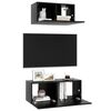 vidaXL Ensemble de meuble TV 2 pcs Noir Bois d'ing&eacute;nierie