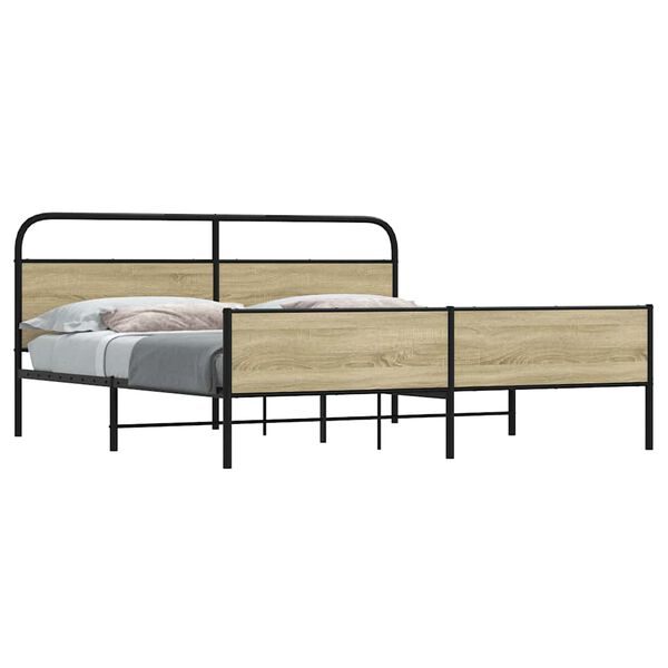 vidaXL Cadre de lit en métal sans matelas chêne sonoma 193x203 cm