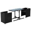 vidaXL Ensemble de bistro 3 pcs avec coussins r&eacute;sine tress&eacute;e noir