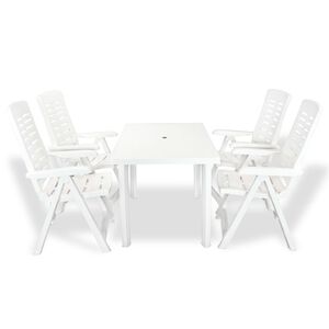vidaXL Mobilier &agrave; manger d'ext&eacute;rieur 5 pcs Plastique Blanc