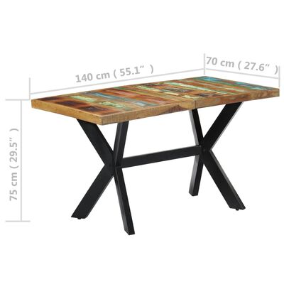 vidaXL Table à manger 140x70x75 cm Bois de récupération massif