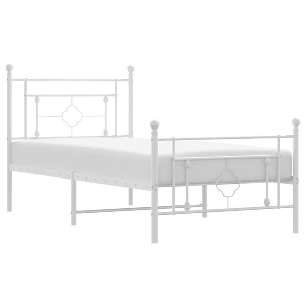 vidaXL Cadre de lit m&eacute;tal sans matelas avec pied de lit blanc 90x200cm
