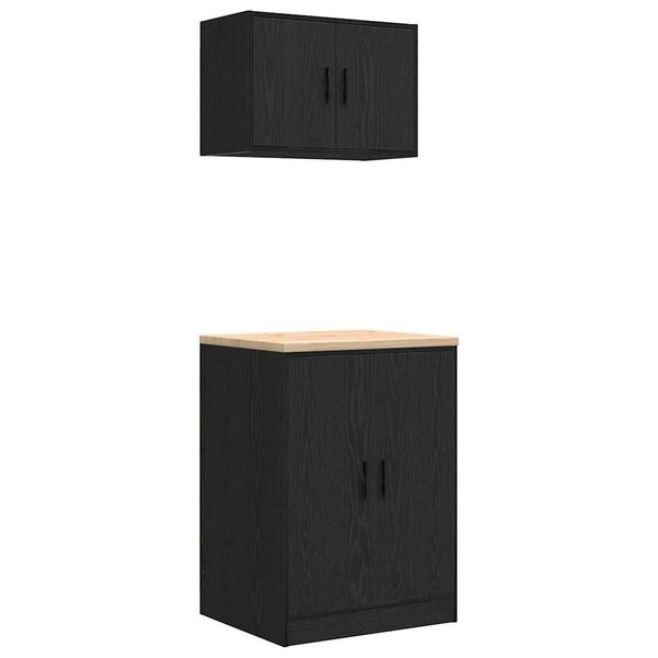 vidaXL Armoires de garage 2 pcs noir bois d'ing&eacute;nierie
