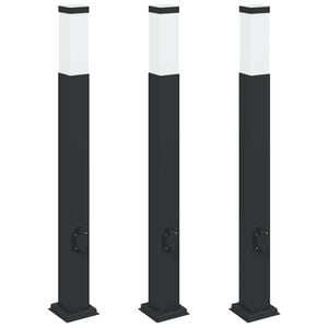 vidaXL Bornes lumineuses avec sortie lot de 3 80 cm noir IP44