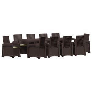 vidaXL Ensemble de salle &agrave; manger pour jardin 11 pc Marron et cr&egrave;me PP