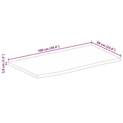 vidaXL Dessus de table 100x60x3,8cm bord vif bois massif manguier brut