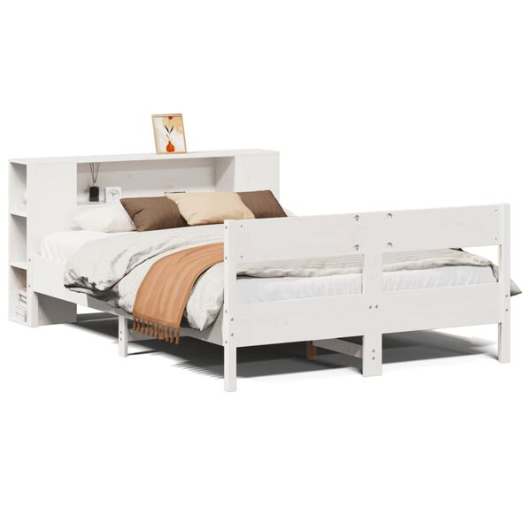 vidaXL Lit biblioth&egrave;que sans matelas blanc 120x190 cm bois pin massif