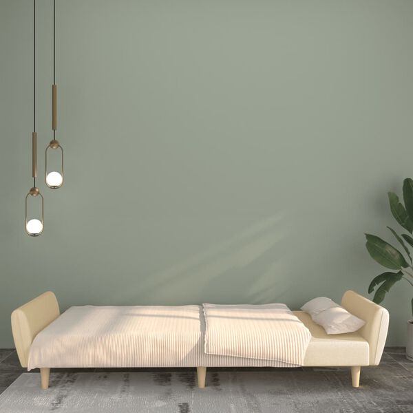 vidaXL Canap&eacute;-lit &agrave; 2 places cr&egrave;me tissu