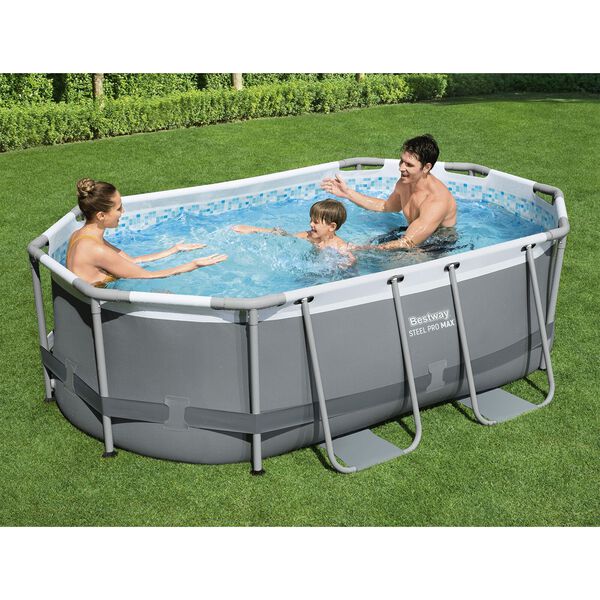 Best Way Ensemble de Piscine Gris 305 x 200 x 84 cm Acier