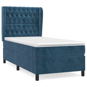 vidaXL Sommier &agrave; lattes de lit avec matelas Bleu fonc&eacute; 90x190 cm