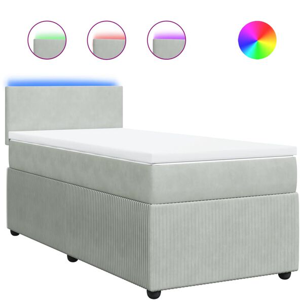 vidaXL Sommier &agrave; lattes de lit et matelas Gris clair 90x200 cm Velours