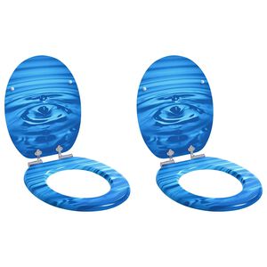 vidaXL Si&egrave;ge de toilette &agrave; fermeture douce 2 pi&egrave;ces Goutte bleue