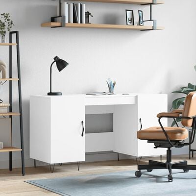 vidaXL Bureau blanc 140x50x75 cm bois d'ingénierie