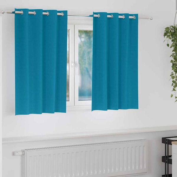 vidaXL Rideaux occultants avec anneaux 2 pcs Turquoise 140 x 140 cm