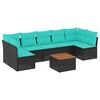 vidaXL Salon de jardin 8 pcs avec coussins noir r&eacute;sine tress&eacute;e