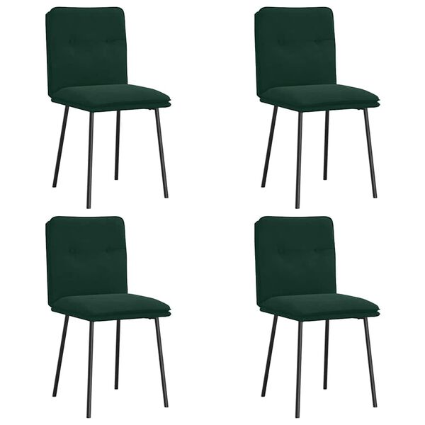 vidaXL Chaises &agrave; manger lot de 4 Vert fonc&eacute; Velours