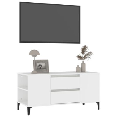 vidaXL Meuble TV Blanc 102x44,5x50 cm Bois d'ingénierie