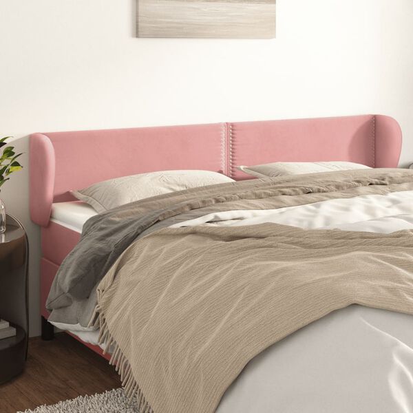 vidaXL T&ecirc;te de lit avec oreilles Rose 203x23x78/88 cm Velours