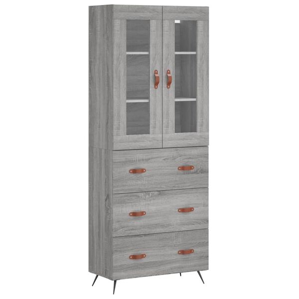 vidaXL Buffet haut Sonoma gris 69,5x34x180 cm Bois d'ing&eacute;nierie