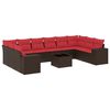 vidaXL Ensemble de canap&eacute; de jardin 11 pcs avec coussins marron r&eacute;sine tress&eacute;e