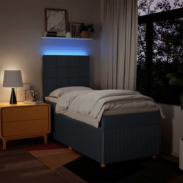 vidaXL Sommier &agrave; lattes de lit avec matelas Bleu 90x190 cm Tissu