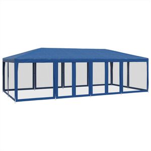 vidaXL Tente de f&ecirc;te avec 12 parois lat&eacute;rales en maille bleu 8x4m PEHD