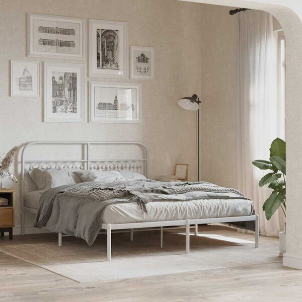 vidaXL T&ecirc;te de lit de remplacement m&eacute;tal blanc 150 cm