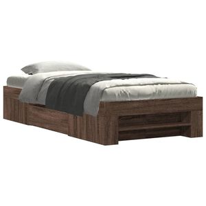 vidaXL Cadre de lit sans matelas ch&ecirc;ne marron 75x190cm bois ing&eacute;nierie