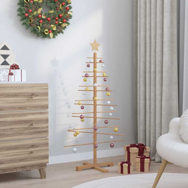 vidaXL Arbre de No&euml;l en bois avec support Marron 125 cm Bambou