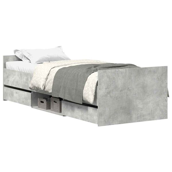 vidaXL Cadre de lit sans matelas gris béton 75x190 cm