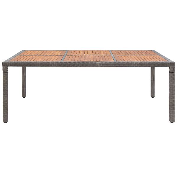 vidaXL Table de jardin Gris 200x150x74 cm R&eacute;sine tress&eacute;e et acacia