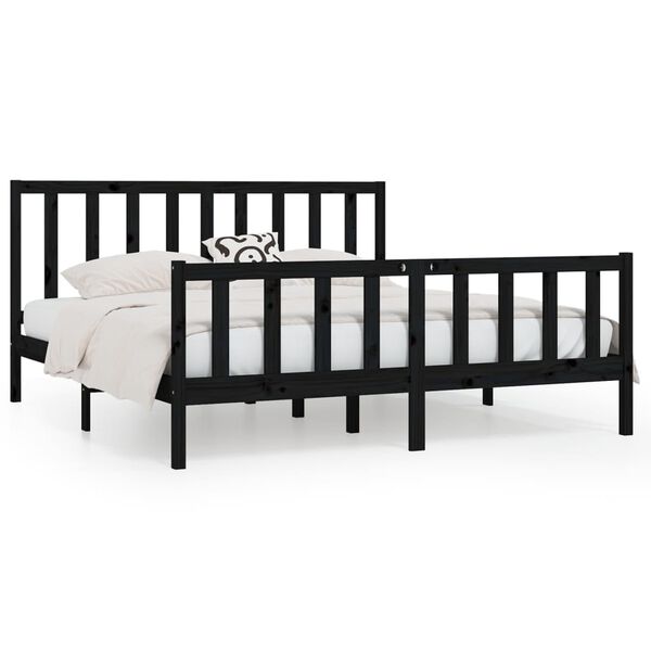 vidaXL Cadre de lit sans matelas noir 180x200 cm bois massif
