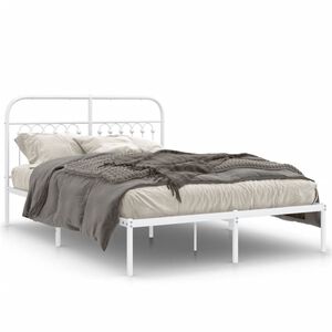 vidaXL Cadre de lit m&eacute;tal sans matelas et t&ecirc;te de lit blanc 140x200 cm