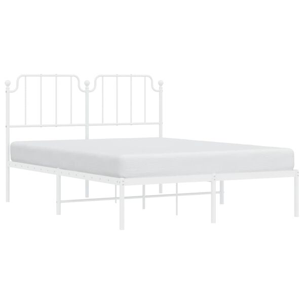 vidaXL Cadre de lit m&eacute;tal sans matelas et t&ecirc;te de lit blanc 140x190 cm